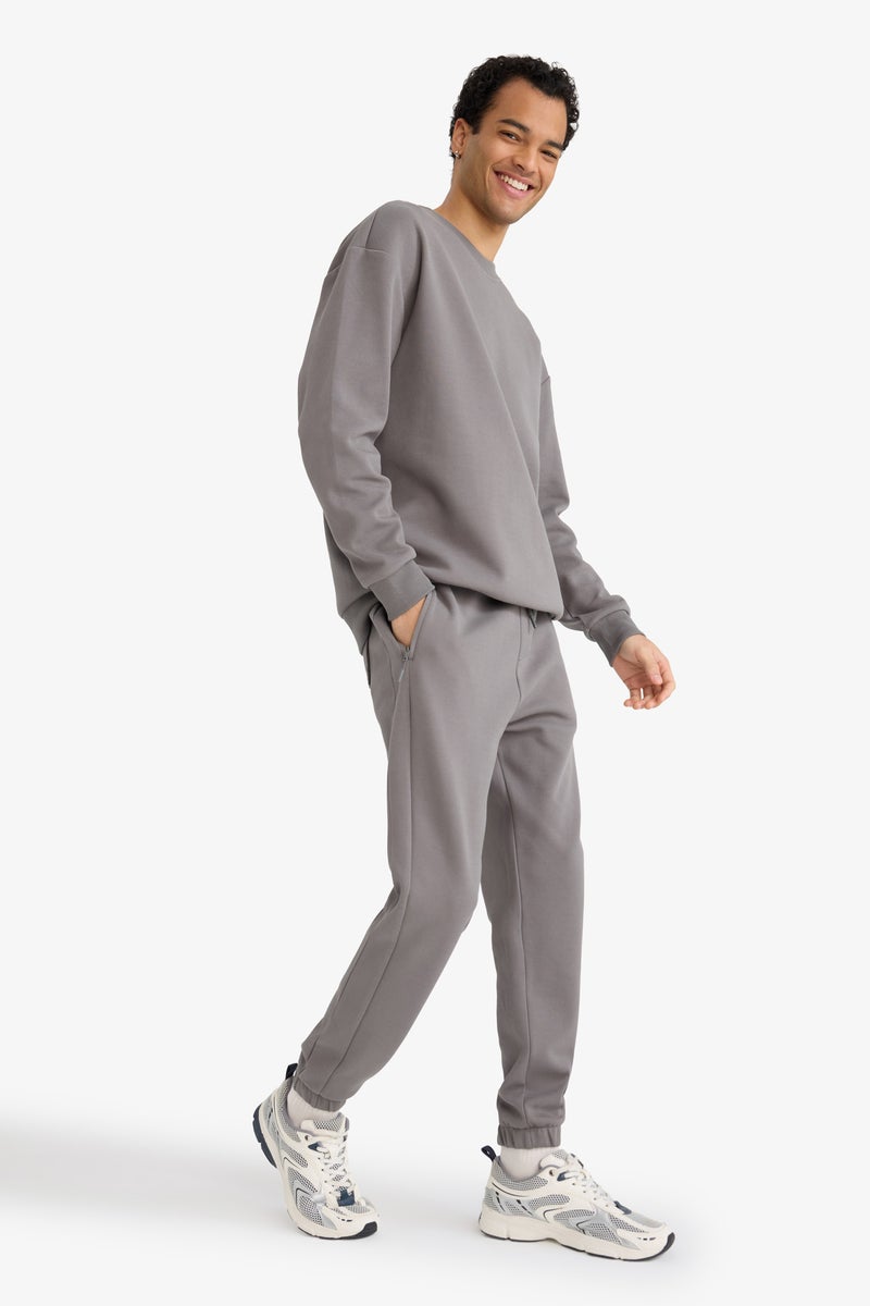 DeFacto Grey Man Slim Fit Zippered Pocket Pique Sweatpants Casual - Image 2